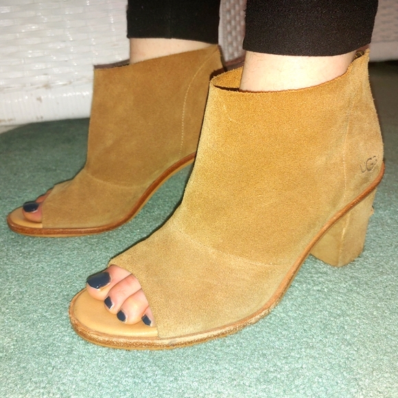 ugg peep toe suede booties